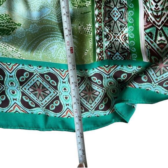 Susan Graver Women’s Printed Charmeuse Scarf Top Teal Size XL Boho Lightweight - Picture 7 of 8